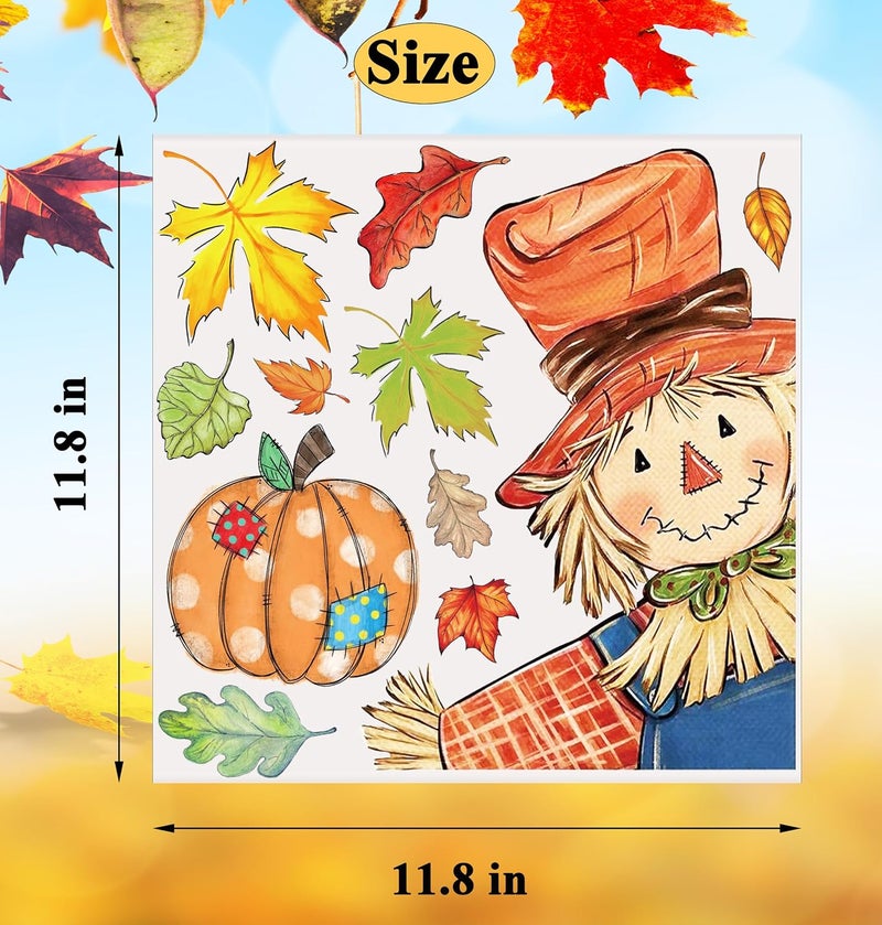 HRENCY Fall Window Clings Decorations for Glass Fall Watercolor Pumpkin Maple Leaves Scarecrow Truck Window Stickers for Autumn Thanksgiving Harvest Party Home Window Decals Decor - Image 5